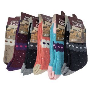 Women's Lamb Wool Crew Socks, Thermal Warm Winter Heavy Duty Boot, 6 Pairs